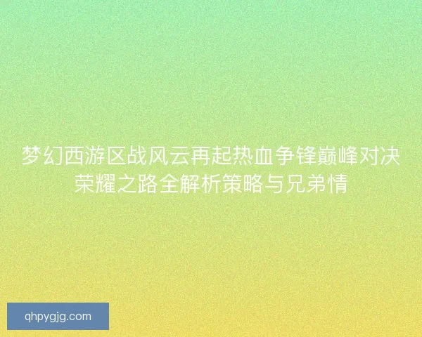 梦幻西游区战风云再起热血争锋巅峰对决荣耀之路全解析策略与兄弟情