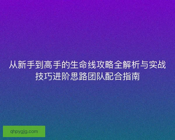 从新手到高手的生命线攻略全解析与实战技巧进阶思路团队配合指南