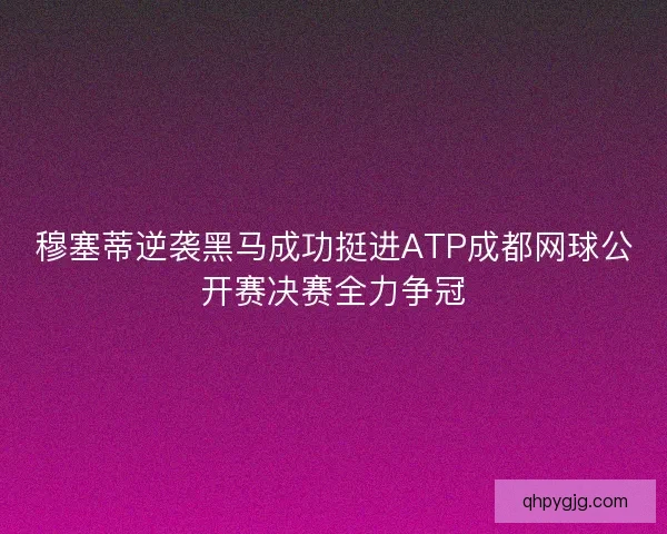 穆塞蒂逆袭黑马成功挺进ATP成都网球公开赛决赛全力争冠