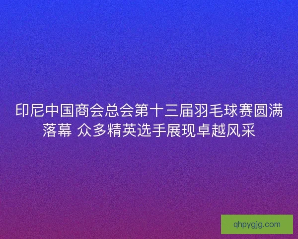 印尼中国商会总会第十三届羽毛球赛圆满落幕 众多精英选手展现卓越风采